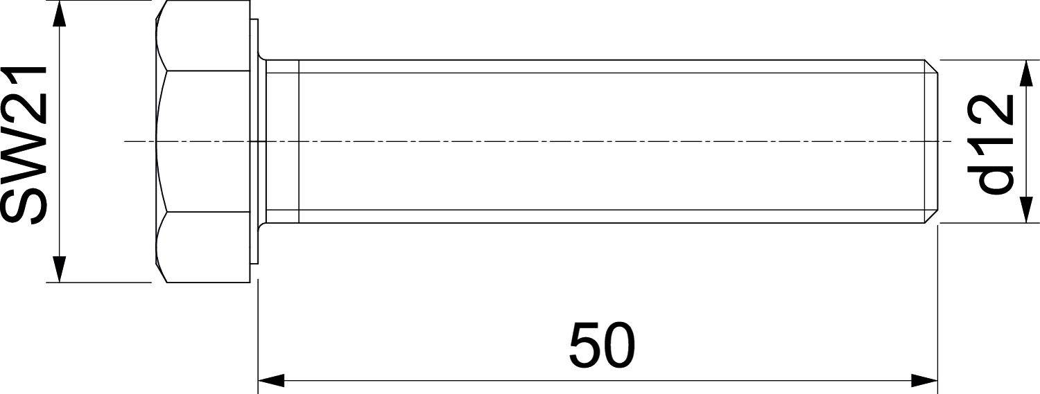 OBO Bettermann DIN933 M12x50V4A 3156037 Sechskantschraube 12mm 50mm Stahl nicht rostend 50St.