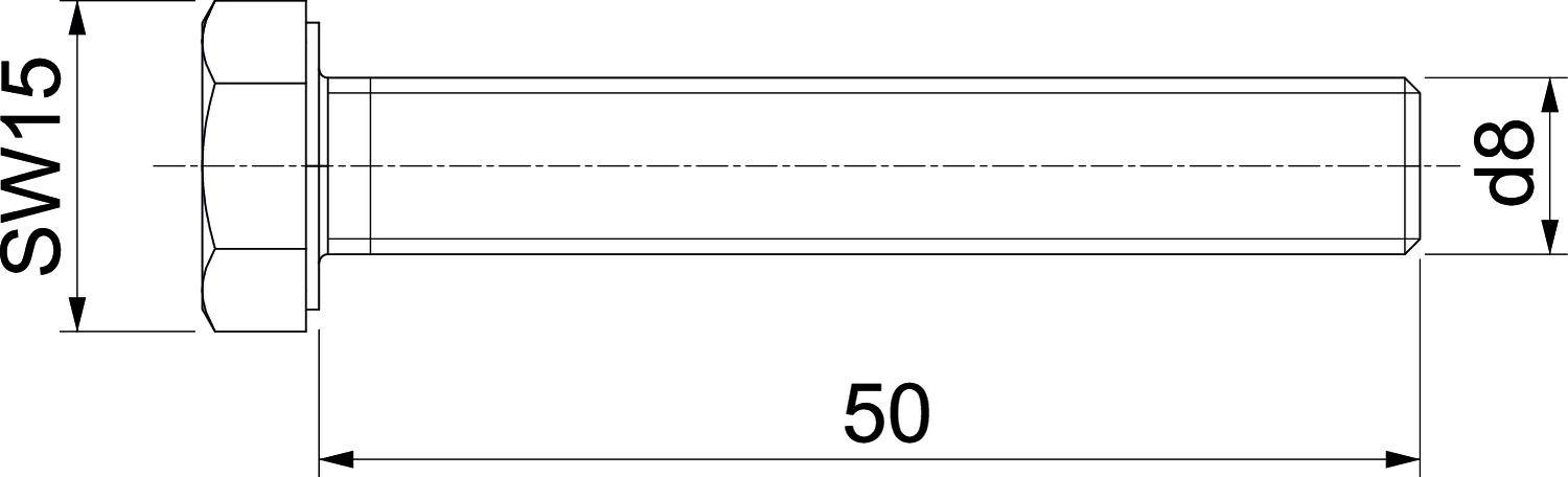 OBO Bettermann DIN933 M8x50 V4A 3156028 Sechskantschraube 8mm 50mm Stahl nicht rostend 100St.