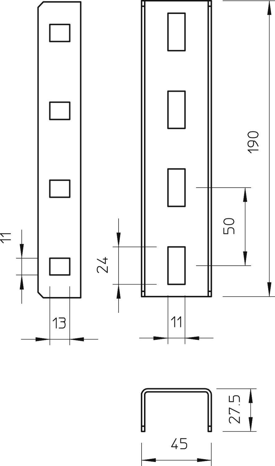 OBO Bettermann 6018513 U-Stiel 10 St. Metall