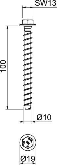 OBO Bettermann 3498159 Schraubanker 100mm Innensechskant Stahl verzinkt 50St.
