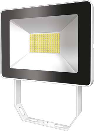 Eine LED-Flutlichtleuchte mit rechteckigem Design und gelber Gitterfläche im Inneren, geeignet zur Beleuchtung großer Flächen.