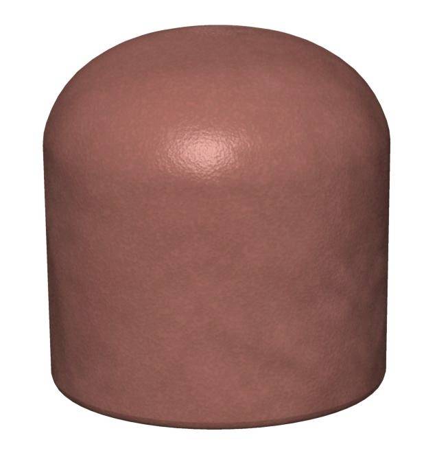 Ein einzelnes, rosafarbenes zylinderförmiges Objekt mit einer abgerundeten Oberseite vor einem neutralen Hintergrund.