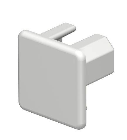 Quadratischer, weißer, plastischer Stecker, wahrscheinlich zum Abdecken oder Befestigen in einer Öffnung oder an einer Oberfläche.