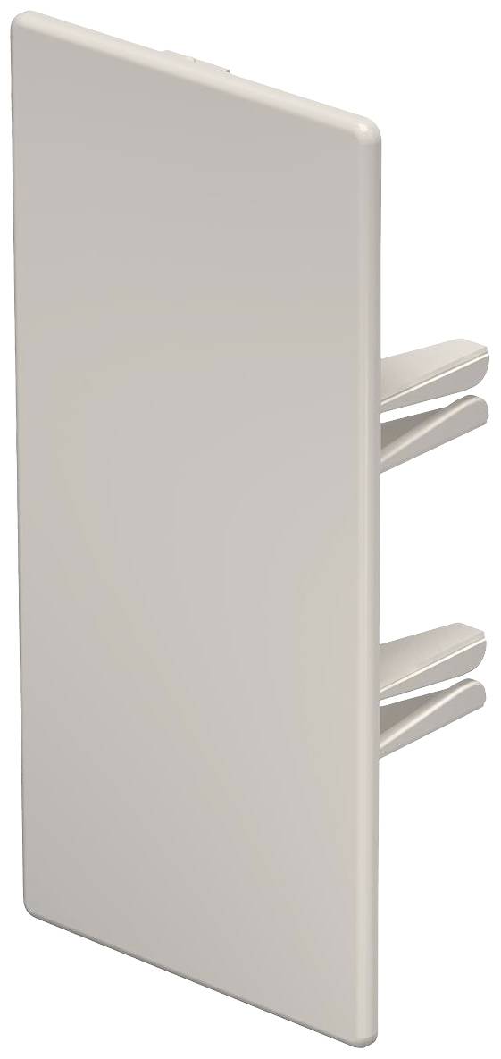 Ein rechteckiges, beige Kunststoffteil mit drei seitlichen Halterungen, möglicherweise ein Bauteil für Möbel- oder Gerätebefestigung.