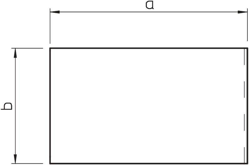 Rechteckige Grafik mit den Seitenlängen 'a' und 'b', die die Dimensionen eines Rechtecks darstellen.