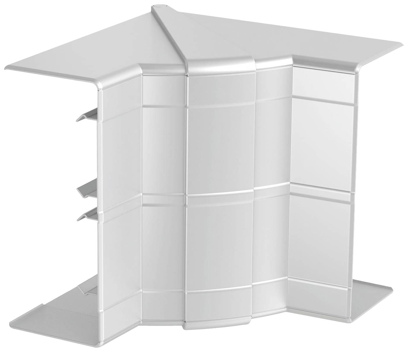 Metallecke in modernem Design mit mehreren Winkeln und Streben, geeignet für Innenarchitektur oder Möbeldesign.