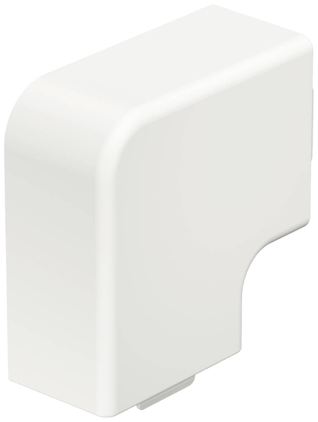 Weiße, abgerundete Abdeckung zur Verkleidung, vermutlich für technische Geräte, mit schlichter und moderner Gestaltung.