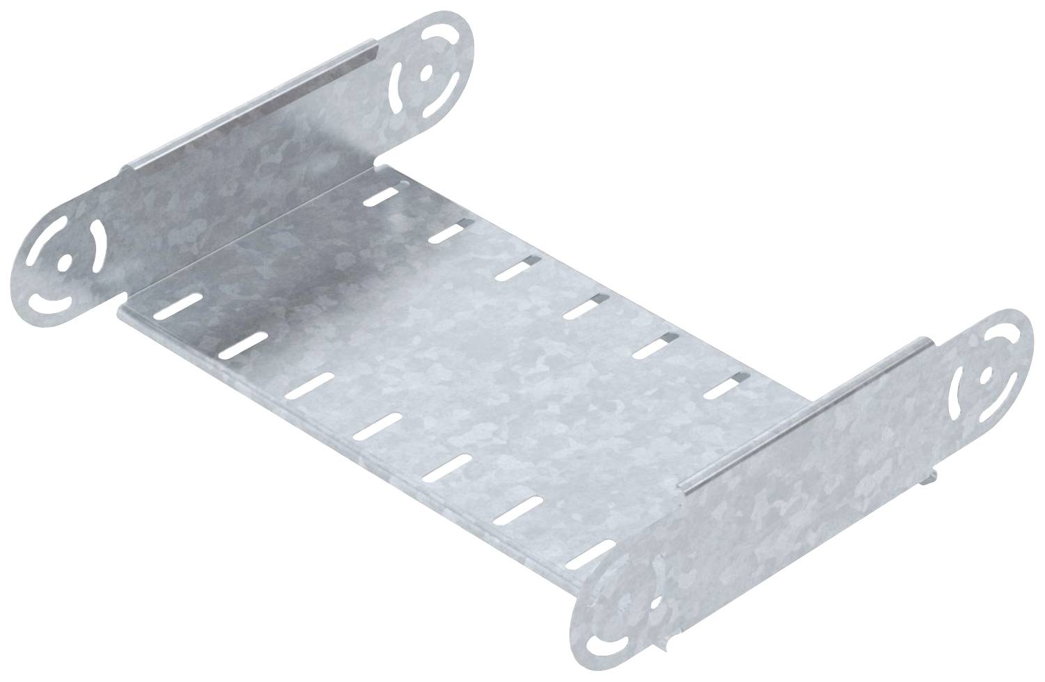 Montagehalterung aus Metall mit mehreren Löchern für Befestigung, rechteckige Grundfläche, geeignet für technische Installationen.