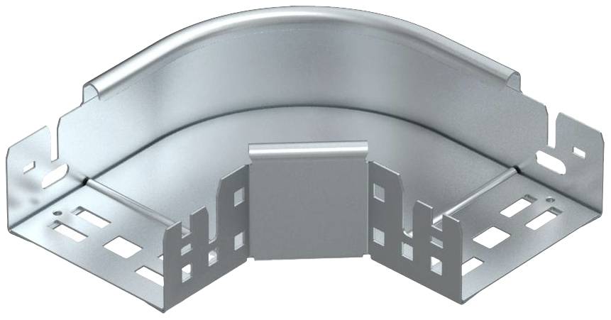Ein verzinktes Stahlkabelkanal-Bogenstück, das für das Leiten von Kabeln in einer sanften Kurve verwendet wird.