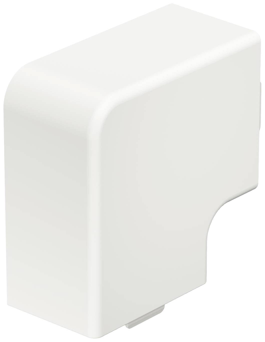 Ein weißer, rechteckiger Kunststoffblock mit abgerundeten Kanten, der möglicherweise Teil eines elektronischen Geräts ist.