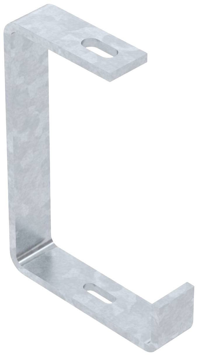 Metallwinkel mit zwei Löchern zur Wandbefestigung, typischerweise für Regalunterstützungen verwendet. Silberne Farbe, L-förmig.