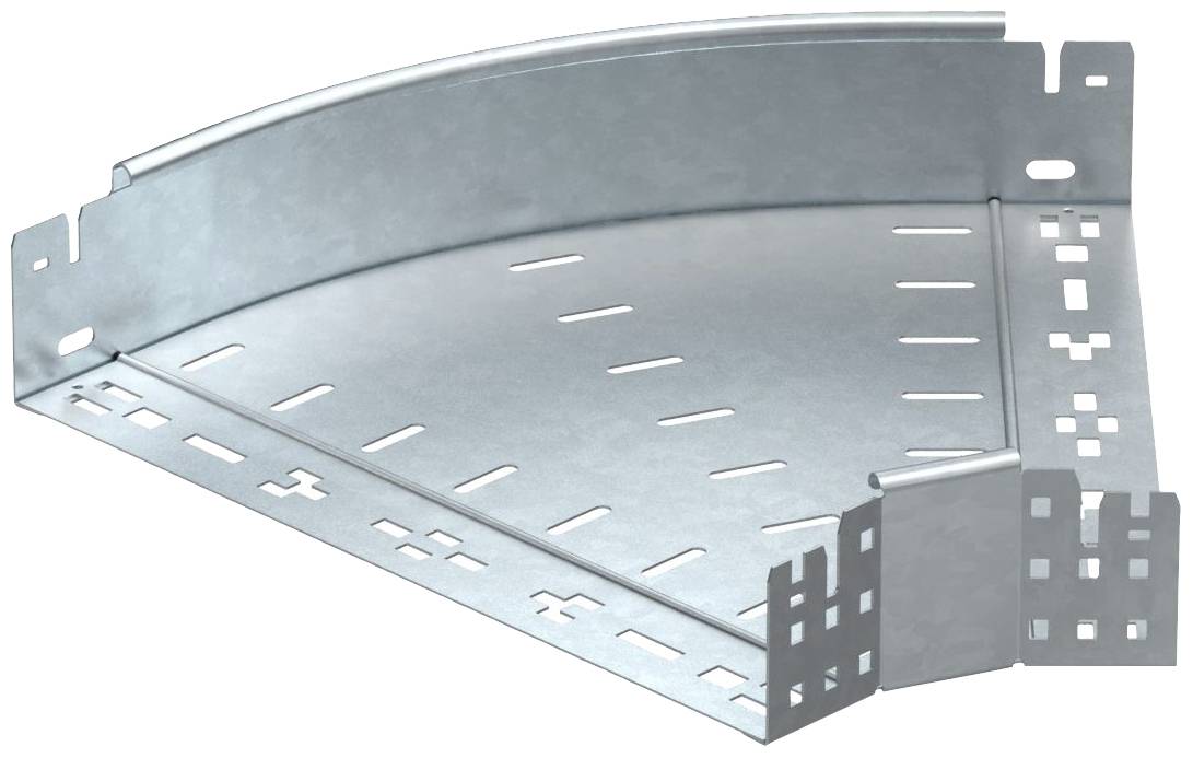 Metallisches, gewinkeltes Kabeleckstück mit gestanzten Löchern für Kabelmanagement in industriellen und gewerblichen Anwendungen.