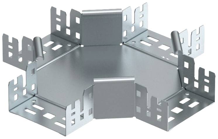 Ein sechseckiges Metallstück mit mehreren herausragenden Flanschen und Schlitzen, möglicherweise Teil einer mechanischen Verbindung.
