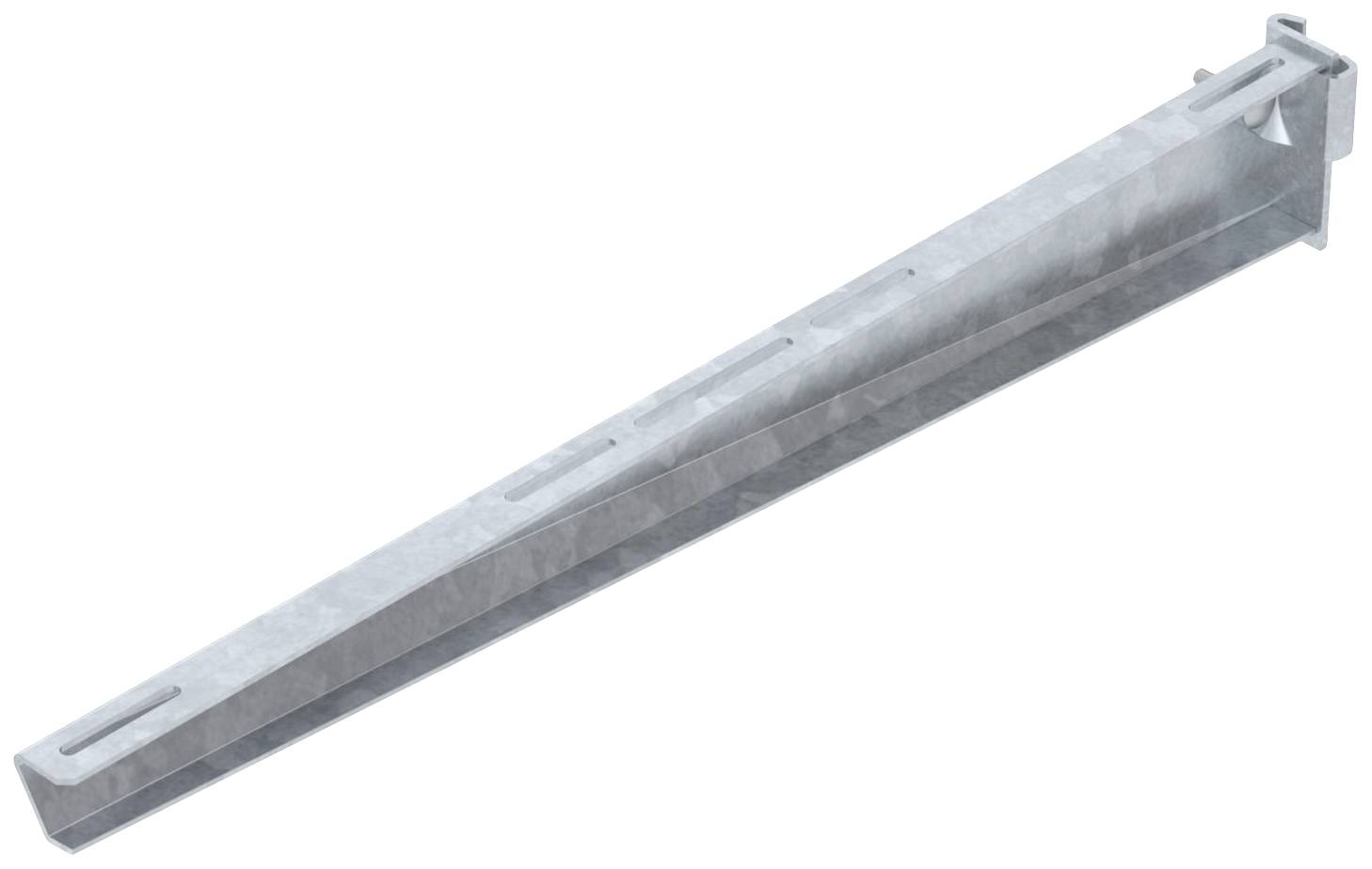 Metallträger diagonal mit rechteckiger Basis, rostfreie Oberfläche, zur Verwendung in Baukonstruktionen.