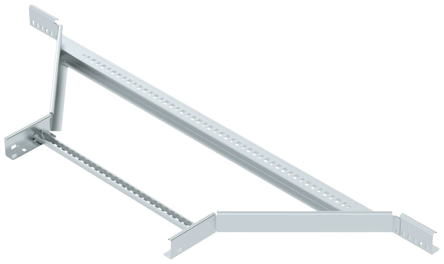 Ein grauer Metallträger mit Löchern zur Montage, geeignet für die Befestigung in unterschiedlichen Installationsprojekten.