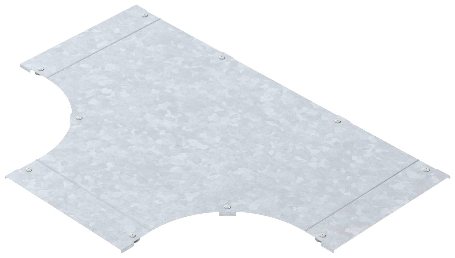 Metallplatte aus verzinktem Stahl mit rechteckiger Form und abgerundeten Aussparungen an den Seiten.