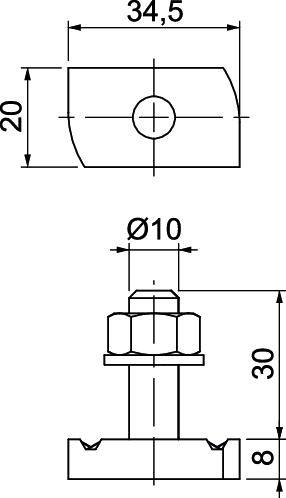 OBO Bettermann MS41HB M10x30 A4 1148422 Hammerkopfschraube 35mm Stahl nicht rostend 50St.