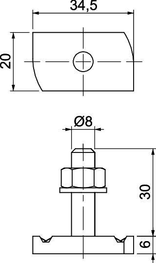 OBO Bettermann MS41HB M8x30 A4 1148410 Hammerkopfschraube 35mm Stahl nicht rostend 50St.