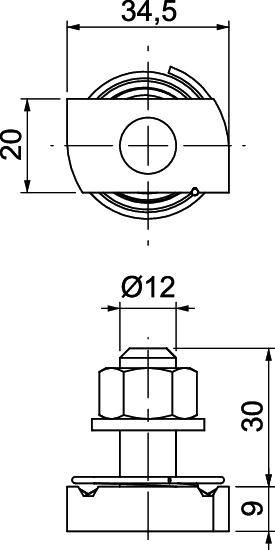 OBO Bettermann MS41HBF M12x30A4 1148492 Hammerkopfschraube 35mm Stahl nicht rostend 50St.