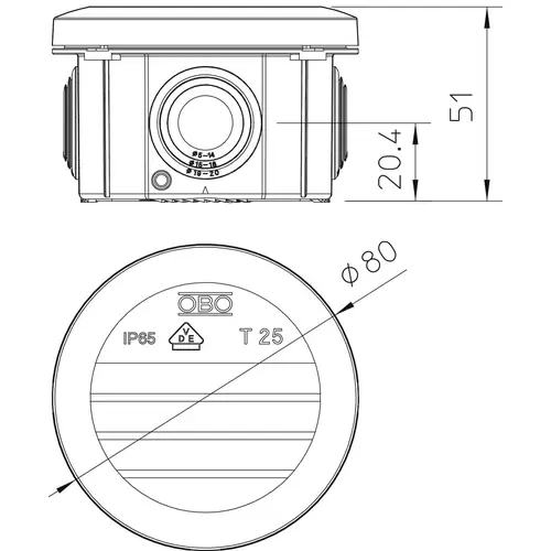 OBO Bettermann 2007029 Abzweigdose (Ø x T) 80mm x 51mm 1St. OBO Bettermann 2007029 Abzweigdose (Ø x T) 80mm x 51mm 1St.