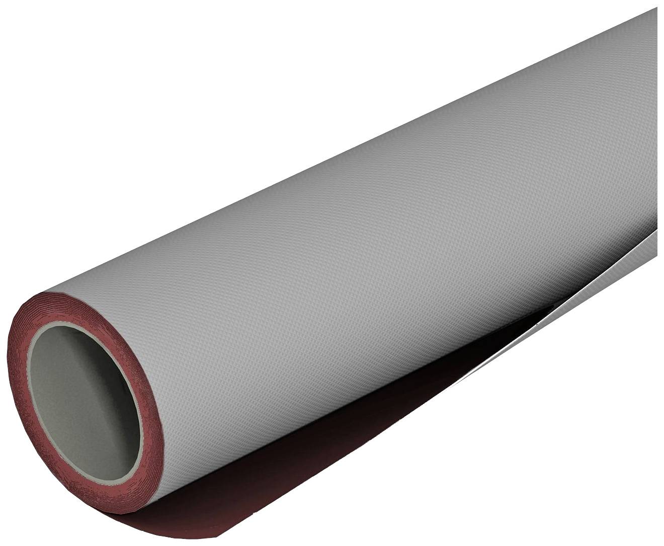 Isolierrohr Abschnitt mit roter Innenverkleidung und grauer Außenschicht, ideal zur Wärmedämmung von Rohren in Heizungsanlagen.