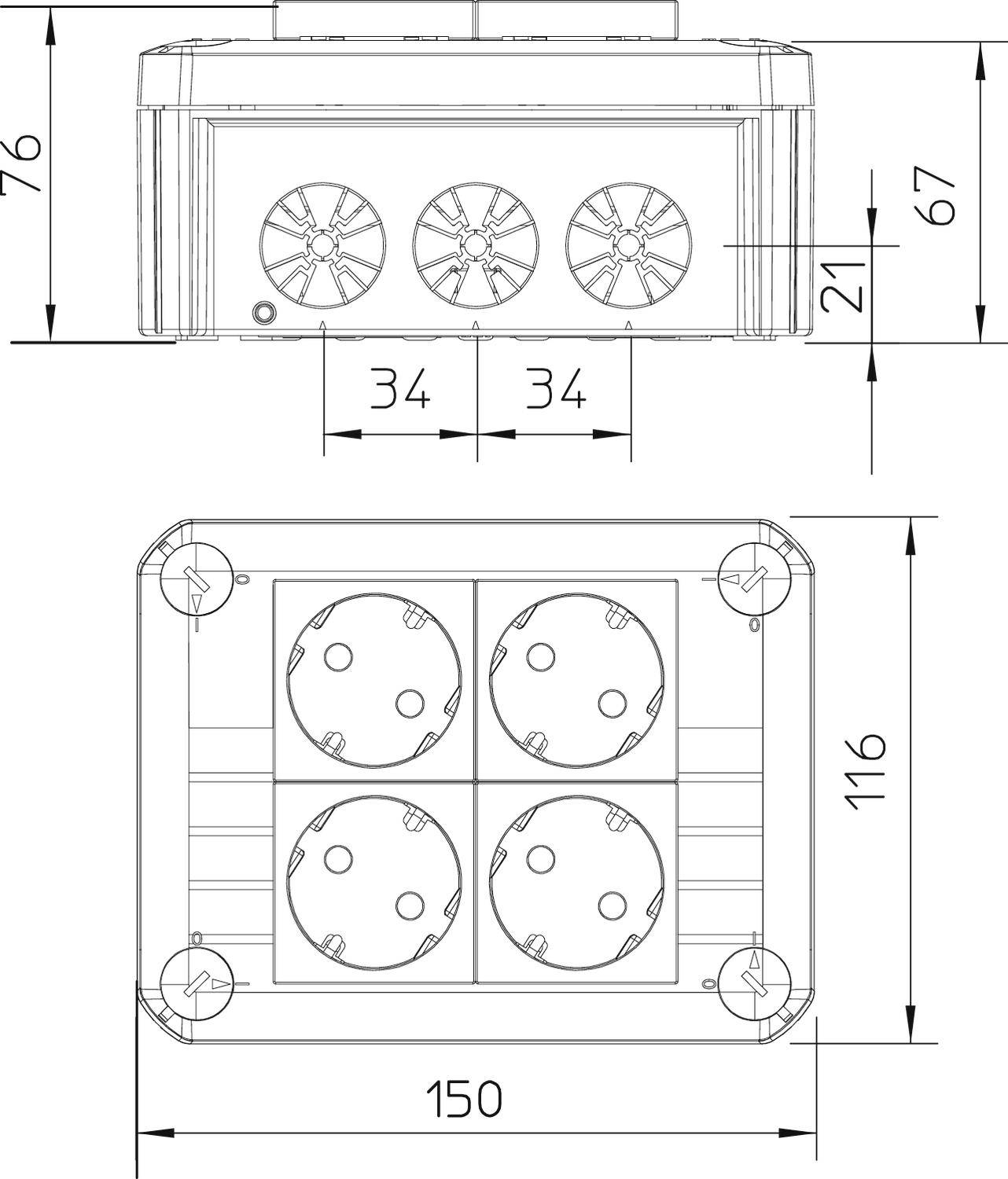 OBO Bettermann 2007825 Abzweigdose (L x B) 150mm x 116mm 1St.