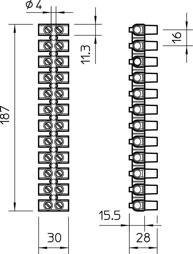 OBO Bettermann 2056585 79 CE SW Reihenlüsterklemme flexibel: 25-25mm² starr: - Polzahl: 12 10 St. Schwarz