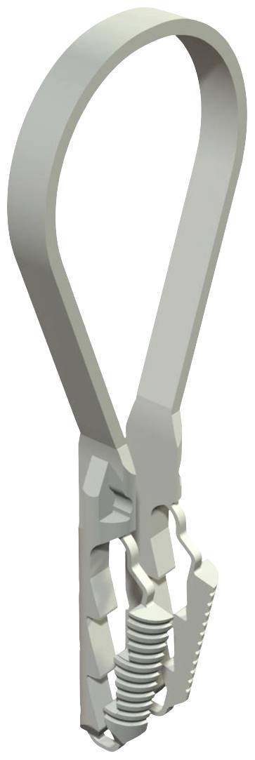 Ein 3D-Modell eines Seil-Karabiners mit einem Verschlussmechanismus. Das Modell zeigt den Karabiner aus einer seitlichen Perspektive.