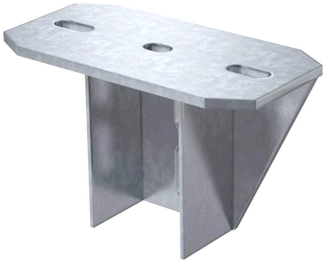 Metallplatte mit drei ovalen Löchern zur Befestigung, geeignet für schwere Tragkonstruktionen.