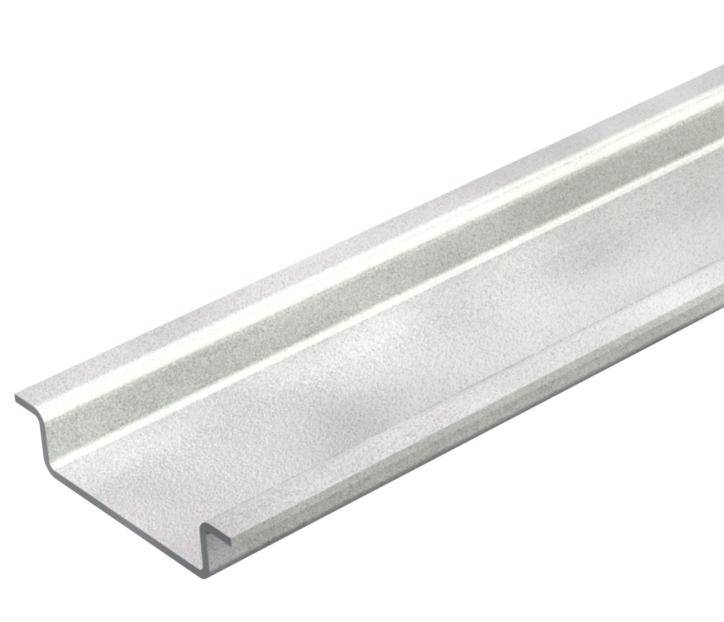 Metallprofil in U-Form, meist verwendet im Bauwesen für Strukturen oder als Schiene. Silberne, glatte Oberfläche.
