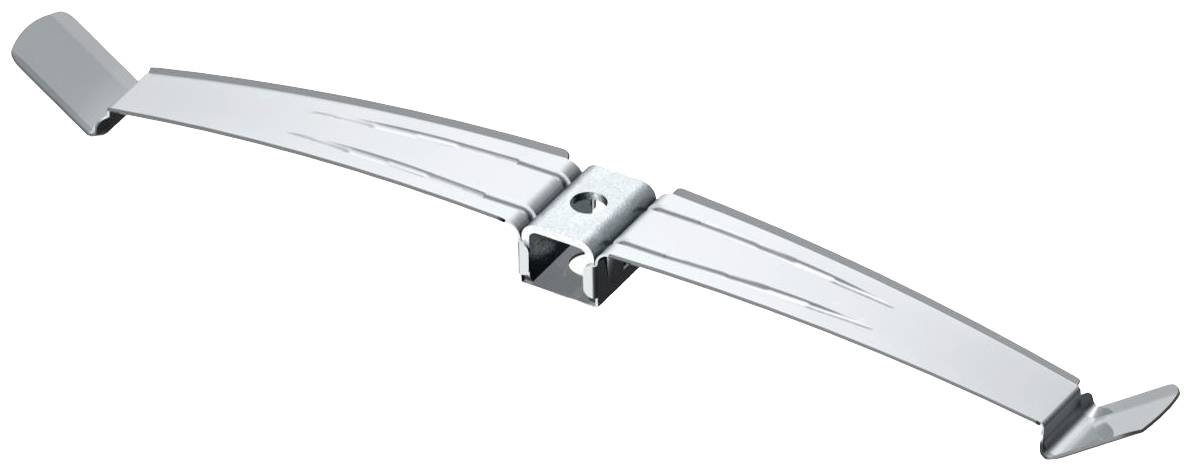 Metallklammer mit geschwungenen Enden, die zur Befestigung oder Stabilisierung in Bauanwendungen verwendet wird.