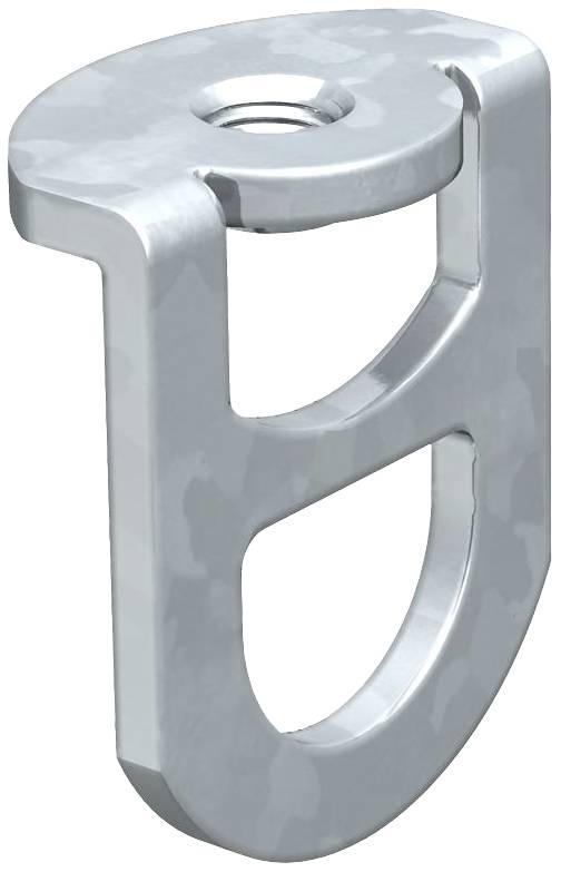 Ein metallener Sicherungsring mit ovalem Design und zentralem Loch, oft in Kletterausrüstung verwendet.