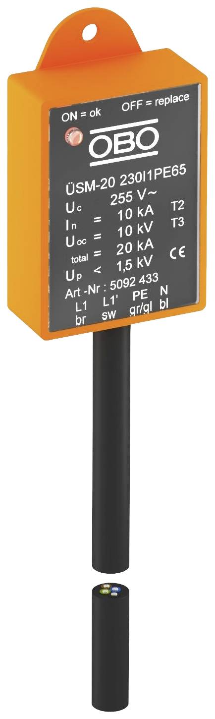 OBO Bettermann 5092433 ÜSM-20-230I1PE65 Überspannungsschutz-Modul 10 kA 1St.