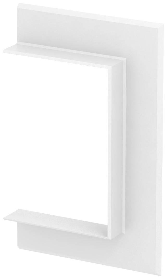 Weiße, rechteckige strukturelle Wandinstallation mit einem horizontalen und einem vertikalen Element, Form eines umgekehrten L.