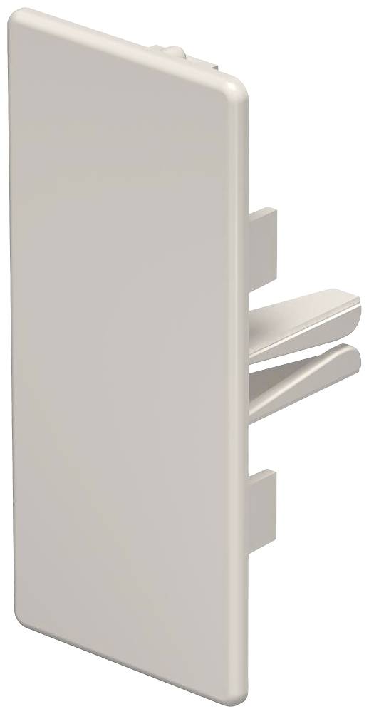 Eine beige Kunststoffabdeckung, die an der Wand montiert wird, vermutlich zur Abdeckung eines elektrischen Schalters oder Anschlusses.