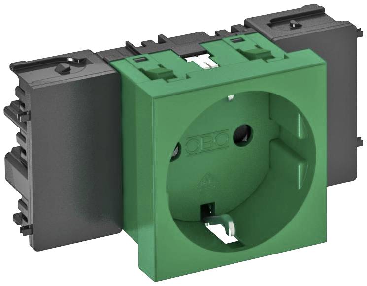 Steckdose in Schwarz und Grün, geeignet für elektrische Anschlüsse.