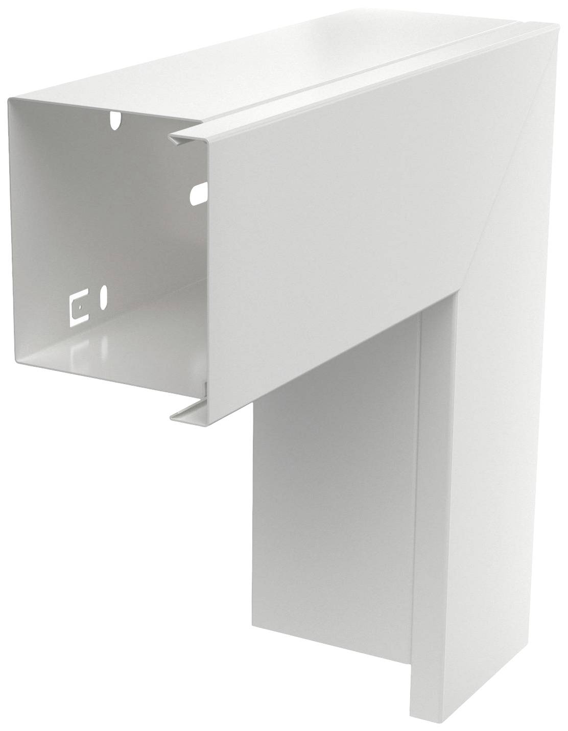 Ein weißes Metallprofil in L-Form mit rechteckigem Querschnitt, möglicherweise für den Einsatz in Baukonstruktionen.