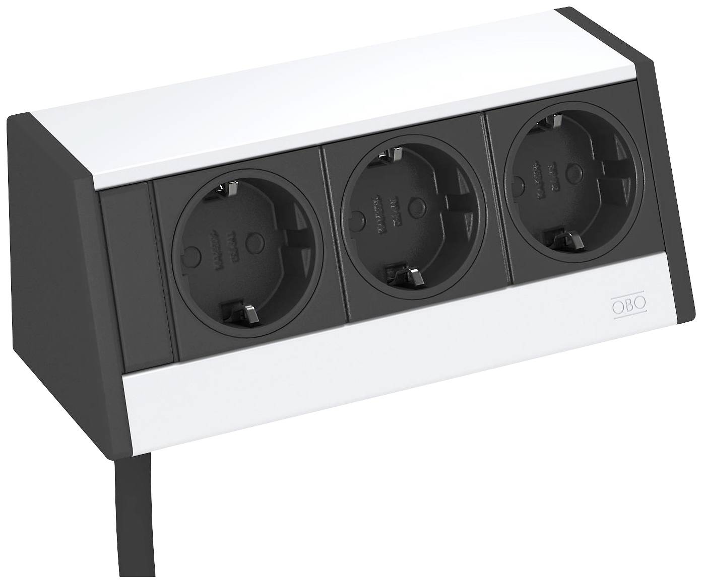 OBO Bettermann 6116939 Tischsteckdose Aluminium, Schwarz Schutzkontakt