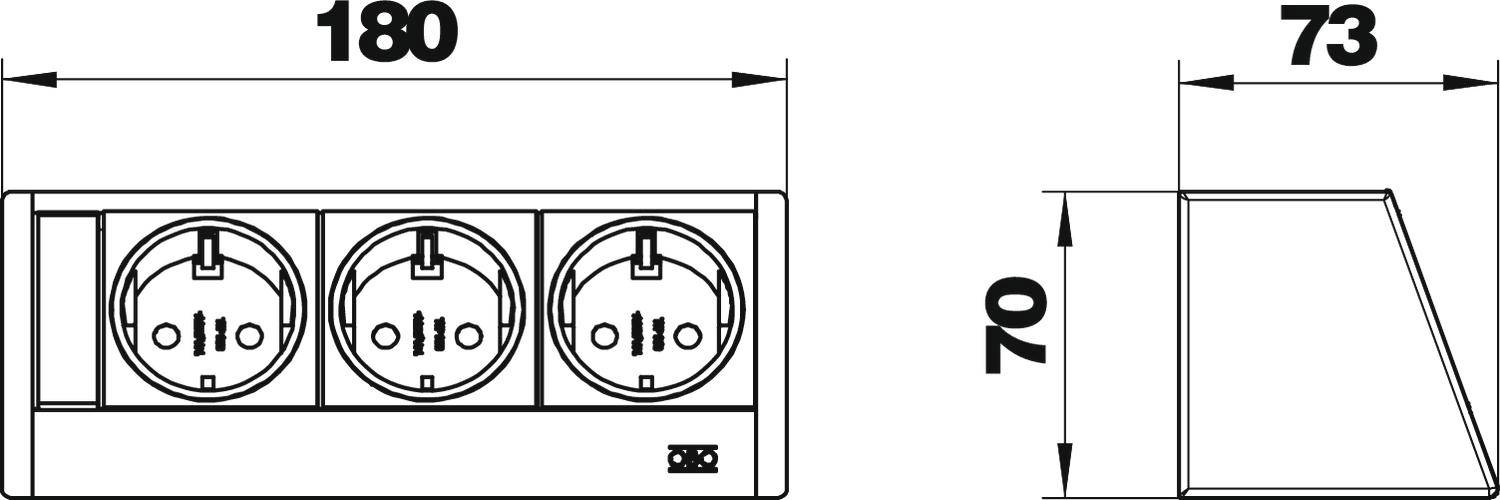 OBO Bettermann 6116939 Tischsteckdose Aluminium, Schwarz Schutzkontakt