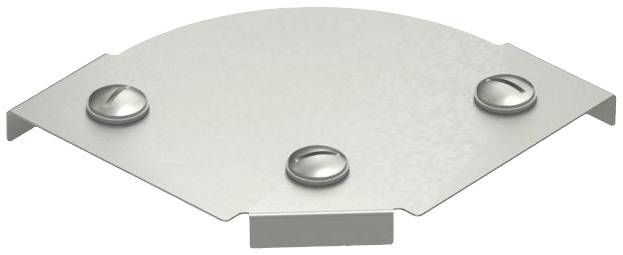 Metallplatte mit drei Schrauben, auf rechteckiger Basis. Möglicherweise Teil einer Halterung oder Befestigung.