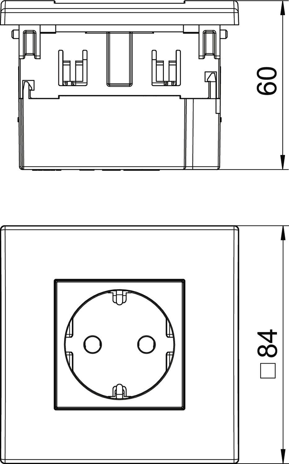 OBO Bettermann 6119401 Geräteeinsatz Steckdose (B x H x T) 84 x 84 x 60 mm 1 St. Weiß