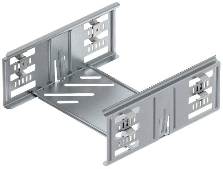 Metallene Verbindungsschiene mit rechteckiger Form, Lüftungsschlitzen und Befestigungselementen an den Seiten.