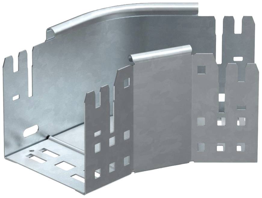 Metallwinkeladapter mit mehreren seitlichen Löchern und quadratischen Auschnitten, dient zur elektrischen Kabel- oder Gerätebefestigung.