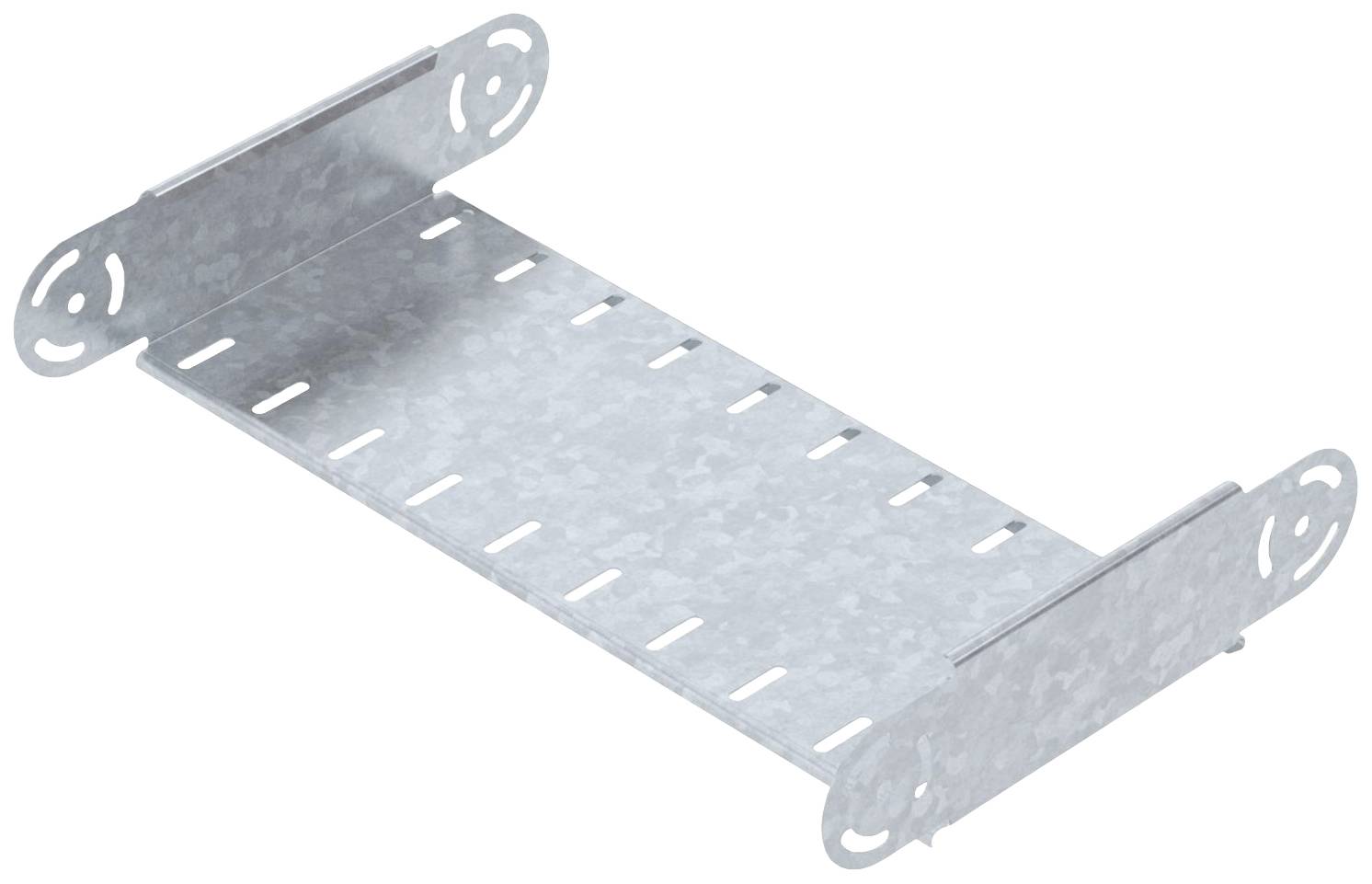 Metallbügel zur Befestigung von Kabeln an Wänden oder Decken, mit Schlitzen zur flexiblen Kabelanpassung.