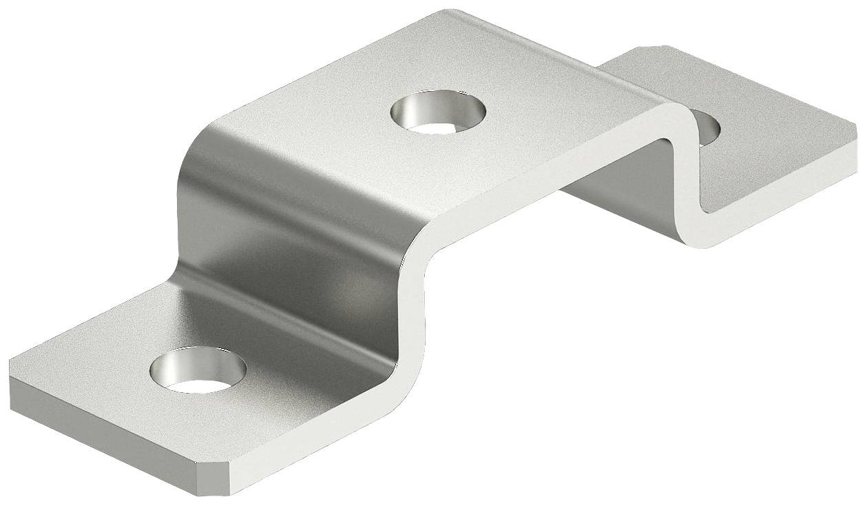 Metallwinkel mit mehreren gebogenen Flächen und Löchern zur Befestigung. Geeignet für Bau- oder Montagezwecke.
