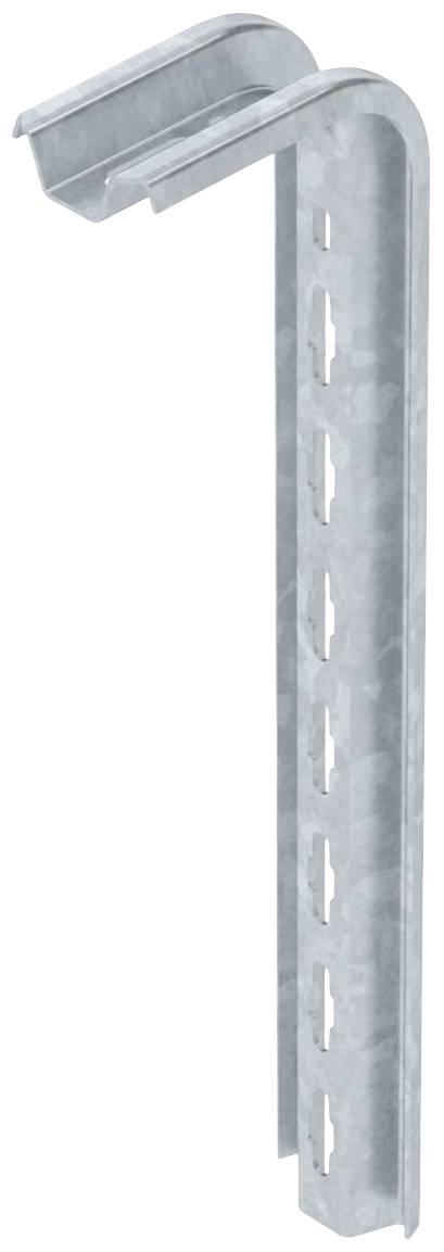 Metallwinkel mit mehreren Schlitzen zur Befestigung, L-förmig, aus verzinktem Stahl, genutzt für stabile Konstruktionen.