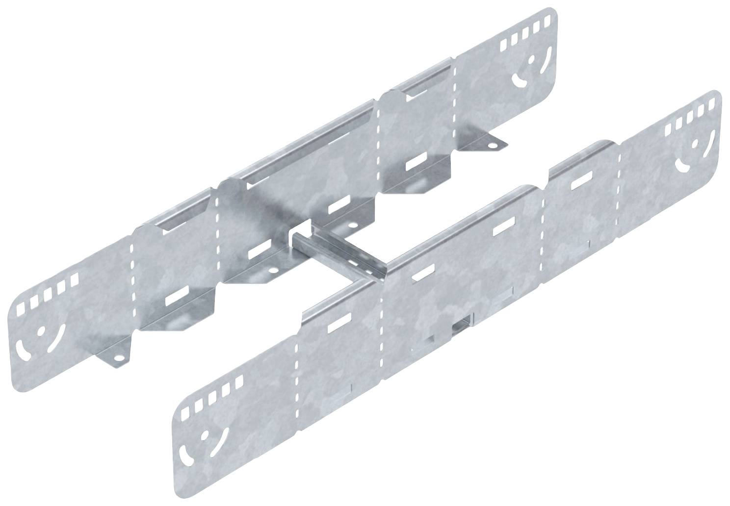 Metallverbinder mit symmetrischem Design und Perforationen, geeignet zum Zusammenfügen von Bauteilen in Bauprojekten.