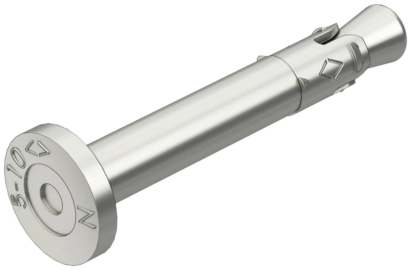 Metallischer Spreizdübel mit flachem Kopf und geriffeltem Schaft, verwendet für stabile Befestigungen in Beton oder Mauerwerk.