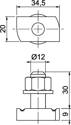 OBO Bettermann MS41HB M12x30 A4 1148434 Hammerkopfschraube 35mm Stahl nicht rostend 50St.