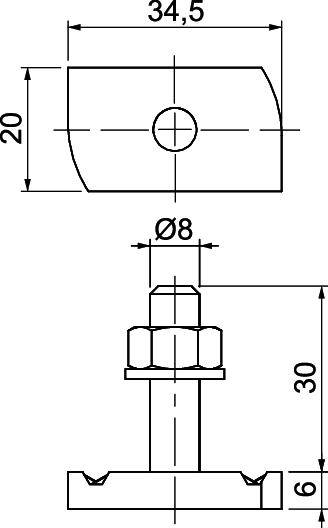 OBO Bettermann MS41HB M8x30 ZL 1148310 Hammerkopfschraube 35mm Stahl 50St.